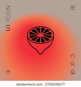 Mitad de limón, sección transversal de la fruta - icono. Signos y símbolos para su diseño