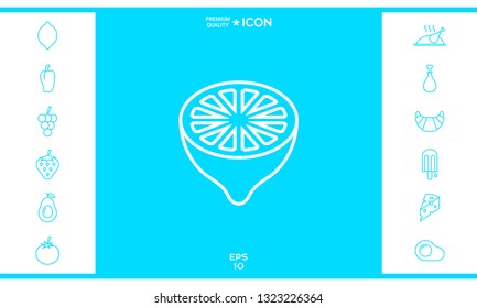 Lemon half, fruit cross-section - line icon