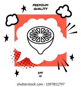 Lemon half, fruit cross-section - line icon. Signs and symbols for your design