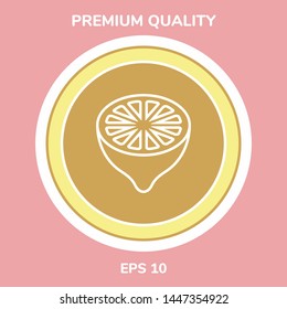 Lemon half, fruit cross-section - line icon
