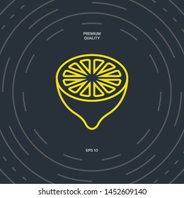Lemon half, fruit cross-section - line icon