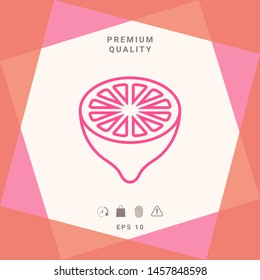 Lemon half, fruit cross-section - line icon