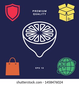 Lemon half, fruit cross-section - line icon