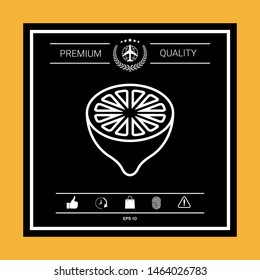 Lemon half, fruit cross-section - line icon