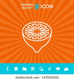 Lemon half, fruit cross-section - line icon
