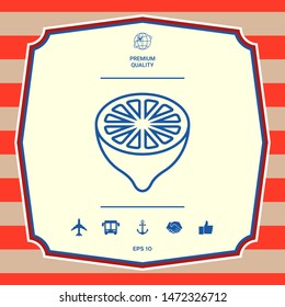 Lemon half, fruit cross-section - line icon