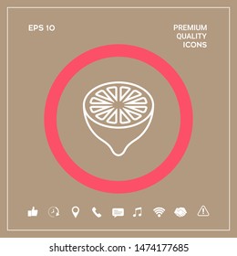 Lemon half, fruit cross-section - line icon