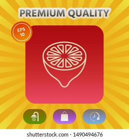 Lemon half, fruit cross-section - line icon