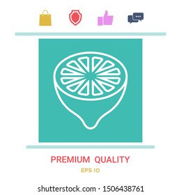 Lemon half, fruit cross-section - line icon