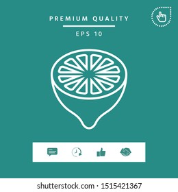 Lemon half, fruit cross-section - line icon