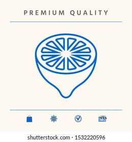 Lemon half, fruit cross-section - line icon