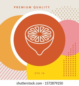 Lemon half, fruit cross-section - line icon