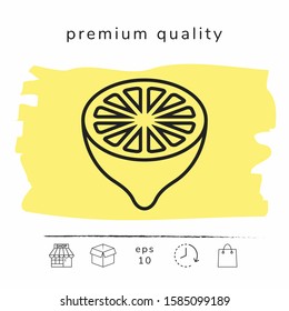 Lemon half, fruit cross-section - line icon