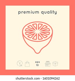 Lemon half, fruit cross-section - line icon