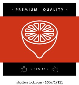 Lemon half, fruit cross-section - line icon