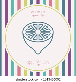 Lemon half, fruit cross-section - line icon