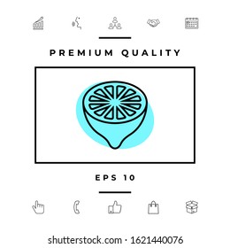 Lemon half, fruit cross-section - line icon