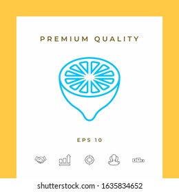 Lemon half, fruit cross-section - line icon