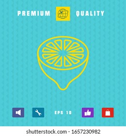Lemon half, fruit cross-section - line icon