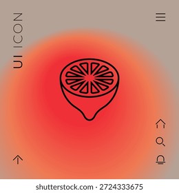 Mitad de limón, sección transversal de la fruta - icono de línea. Signos y símbolos para su diseño