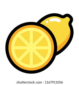 Lemon and half lemon vector illustration in line color design