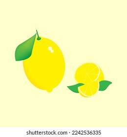 Lemon, half with a wedge. Vector.