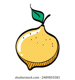 Icono de semitono de limón dibujado a mano Ilustración vectorial de color
