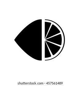 Lemon halves black and white icon