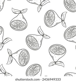 Lemon halves ink hand engraving background