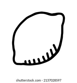 Von Zitrone gezeichnete Symbol einzeln auf weißem Hintergrund. Fruchtkartoon, Vektorgrafik.