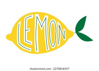 Lemon - hand drawn lettering. Stylish vector illustration with lemon drawn from hand-drawn lettering for your printed products.