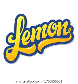 Lemon hand drawn vector lettering design on white background. Beautiful food themed letters for your needs. 