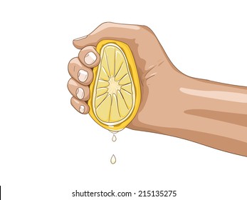 Lemon with hand vector illustration