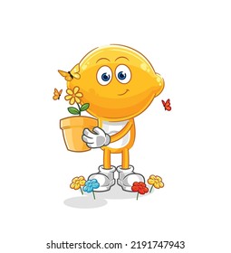 the lemon head with a flower pot. character vector