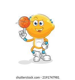 the lemon head playing basket ball mascot. cartoon vector