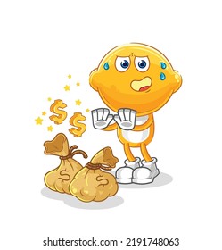 the lemon head refuse money illustration. character vector