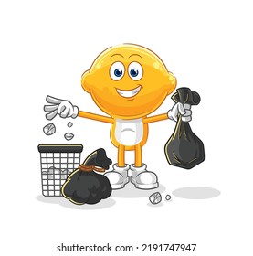 the lemon head Throw garbage mascot. cartoon vector