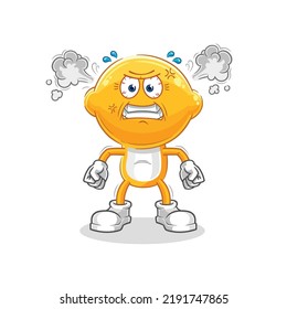 the lemon head very angry mascot. cartoon vector