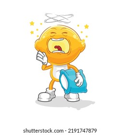 the lemon head yawn character. cartoon mascot vector