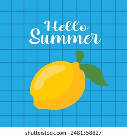 Lemon and hello summer card background 