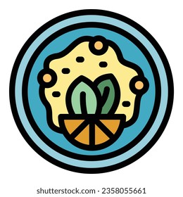 Lemon hummus icon outline vector. Olive vegetable. Meal snack color flat