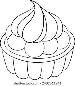 Lemon Ice Box Pie Black and White Vector Line Art Illustration