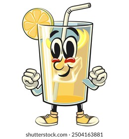 lemon ice cartoon character retro vector design be healthy and strong enough to become a champion, work of hand drawn