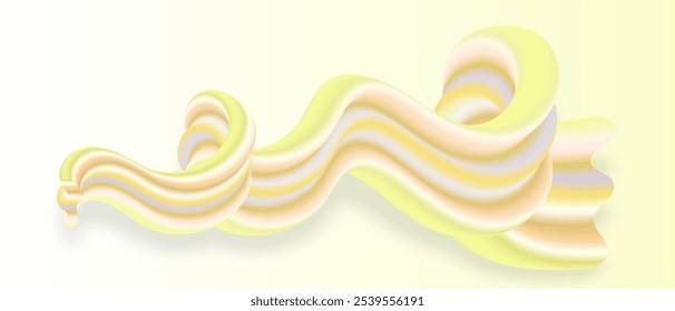 Lemon Ice Cream Bubblegum or Cream Candy Abstract Yellow Wave 3D Isolated Splash Illustration