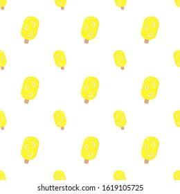 Lemon ice cream seamless pattern, yellow and bright