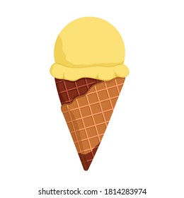 Helado de limón. Ilustración vectorial. Tasa de lavado. Decoración de chocolate