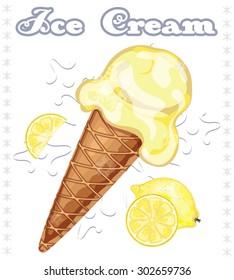 Lemon ice cream, vector illustration