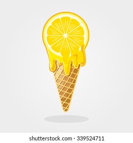 Lemon ice cream. Vector illustration
