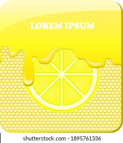Lemon ice cream with waffle background vector, ready for advertising