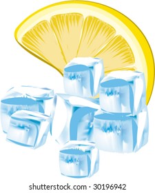Lemon and ice cubes